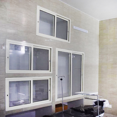 Interior exam room with equipment tray